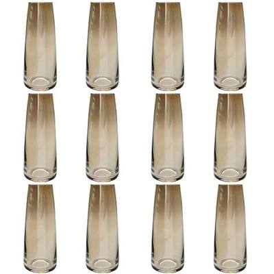 Clear Glass Bud Vase Set of 12 - Small Vases for Flowers, Cute Glass Vases for Centerpieces (Amber 12Pack)