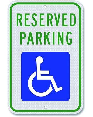 Handicap Parking Sign - 18 x 12 Inch Aluminum With ADA Accessibility Symbol, Reserved Parking, Engineer Grade Reflective Material, UV Protected and Weatherproof - Reflective-Blue
