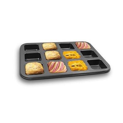 Brownie Cake Pan Square Muffin Pan Mini Loaf Pan,Non-Stick Carbon Steel Baking Bread Pan Baking Tray Bakeware 12-Cavity