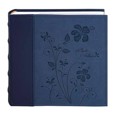 Golden State Art,Faux Leather Photo Album Hold 200 4x6 Pictures with Memo Writing Space,Great for Wedding Family Holidays(Color:Dark Blue)