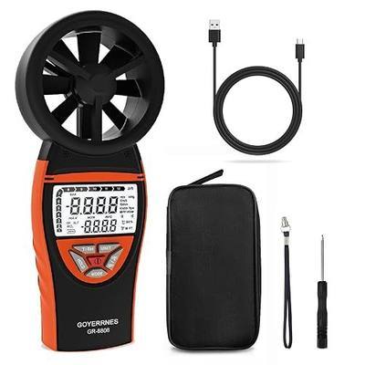 Handheld Anemometer for Wind Speed Temp Humidity, Digital Rechargeable Air Flow Gauge Meter, Portable CFM Measuring Device for HVAC Outdoor Sailing Shooting Golf Drone Flying