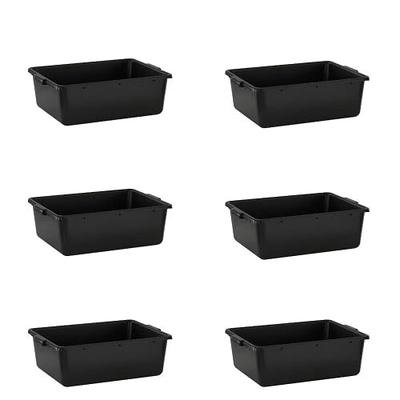 6-Pack 20" x 15" x 7" 9 Gallon Black Polypropylene Plastic Bus Tub/Bus Box