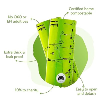 Certified Home Compostable Cat Litter Bags for Poop, XL 30 Count | NF T51-800, ASTM D6400 and EN 13432 certified, cornstarch based, for scooping and litter tray cleanup, 10% to charity