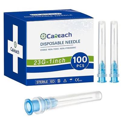 100pcs 23Gauge 1inch Needle Luer Lock for Scientific Lab | Refilling Inks, Individually Wrapped