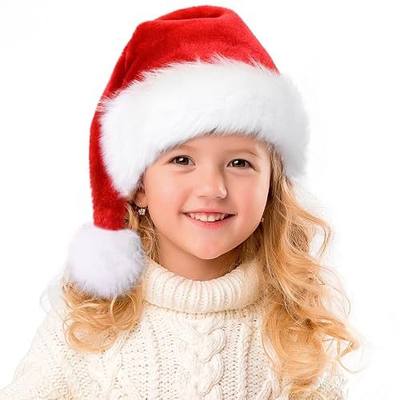 RJVW Christmas Santa Hat for Kids & Baby, Thicken Velvet Classic Xmas Hat | Infant Santa Claus Hat for Christmas Decorations New Year Party Headwear Holiday