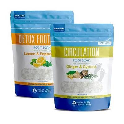 2 Pack Foot Soak Salts Bundle for DIY Foot Spa (2 lbs Each 4 lbs Total) for Discomfort and Dry Skin Made in USA with BPA Free Easy Lock Pouch