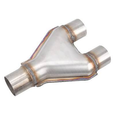 T409 Stainless Steel Y Pipe 2'' Inch ID Single to 2'' Inch ID Dual Stamped Exhaust Adapter Connector, Overall Length: Approx. 10", Universal
