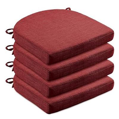 LOVTEX Kitchen Chair Cushions for Dining Chairs 4 Pack - Memory Foam Chair Pads with Ties and Non-Slip Backing - Seat Cushion for Kitchen Chair 16x16x2, Red