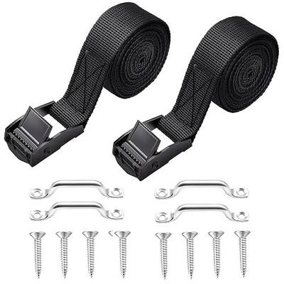 2 Sets 1"x 48"(4 ft) Battery Tie Down Strap kit with Stainless Steel Cam Buckle, Stainless Steel Bracket and SS Screws for Boats, Luggage Belt, Cars