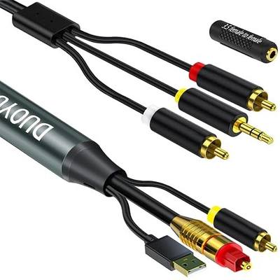 Digital to Analog 3.5mm AUX Audio Cable, Coaxial to RCA Adapter, All-in-one D/A Audio Converter, for TV/PS4/Xbox/DVD SPDIF/TOSLINK/Optical Port to Sound Box Amplifier Headphones 10FT