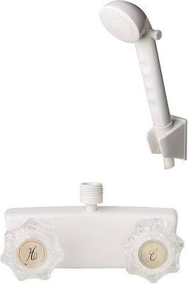 RV Shower Faucet with Hose and Head, Complete RV Shower Kit,White | Camper Shower Faucet Replacement Kit,Water-saving Pause,Shower Knob,4-Inch Shower Faucet for RV Travel Trailer