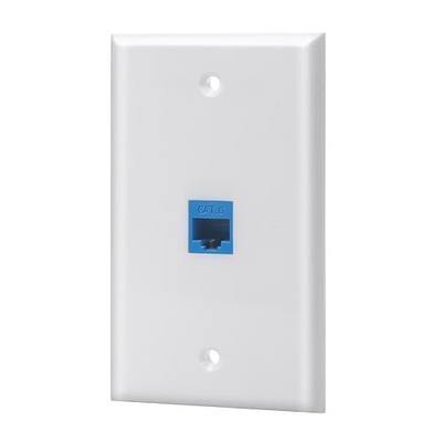 Cat 6 Wall Plate - Ethernet Cat 6 Keystone Female to Female Wall Plate in White (1 Port Blue)