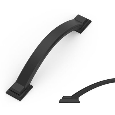 Amerdeco 10 Pack Matte Black Cabinet Pulls 3 Inch(76mm) Hole Centers, Handles for Kitchen Cabinet Hardware, Arch Cabinet Handles for Bathroom Dresser Drawer Handles ZH0016…