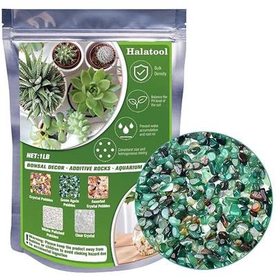 Halatool 1LB Green Agate Aquarium Gravel, 0.35"-0.6" Landscaping Pebbles | Polished, Safe, Fish Tank Gravel for Fish Tanks, Succulents, Plant Top Dressing, Fairy Gardens, Vase Filler, Home Decor