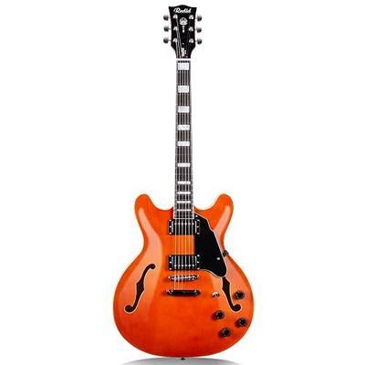 Redid Semi-Hollow Body Electric Guitar RD-100 Jazz Guitar with F-Hole,Maple neck,humbucker Pickups(Orange)