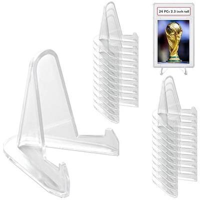 LRANFOW Thickened Version 24 Packs Card Stands Sports Card Holder, Card Display Stand for Display Graded Card Challenge Medals Casino Chips, 2.3 Inch Tall, Clear