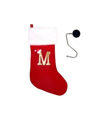 20 Inches Monogrammed Christmas Stockings with Letters,Super Soft Christmas Stockings Large Monogram Stockings Red Letter Stockings for Christmas Holiday Xmas Gift…