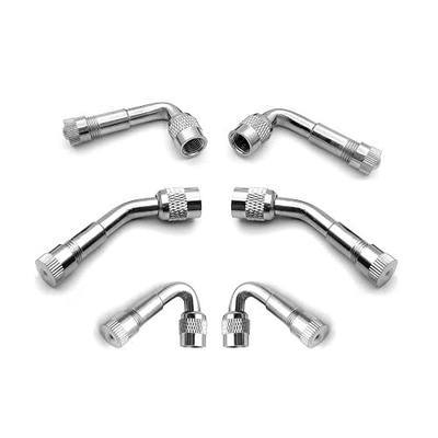 6-Pack Valve Stem Extenders, 45 Degree 90 Degree 135 Degree 135 Degree Angled Wheel Tire Tyre Valve Stem Extension Adapter Compatible for Dual Wheels Passenger Cars, RV, Stroller, Bicycles( Silver)