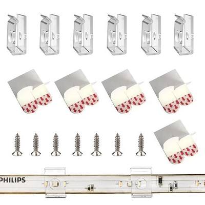 Hue LED Strip Light Clips,Light Hooks for Party Release Cable & Fairy Lights Easily.Perfect 14-15mm Width Brackets Indoor Outdoor. (60-Clips, 66-Strips,60-Screws)