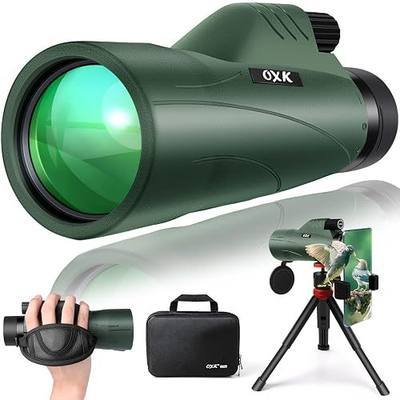 12x56 High Power Monocular Telescope for Adults | Comes with Smartphone Adapter Tripod Travel Bag | Bird Watching Hunting Hiking Camping Gift - Green