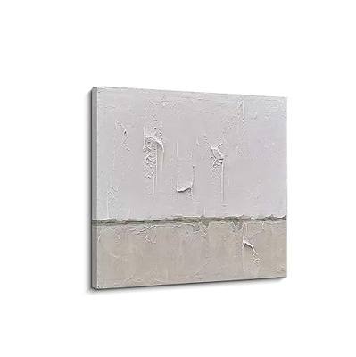 NANKAI art - Minimalist Grey and White Abstract Painting | Original hand-drawn modern home decor artwork, ready to hang directly on the wall. Size: 24x24 inches