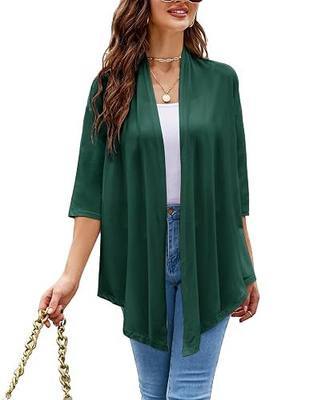 Women's Shurgs Open Front Cardigan 3/4 Sleeves Lightweight Casual S-XXL
