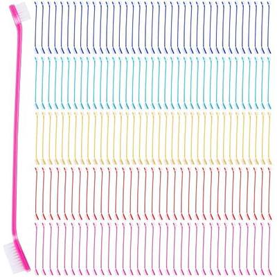Nuenen 150 Count Dog Toothbrush Dual Headed Dental Brushes Puppy Tooth Brushing Kit Long Handle Toothbrush for Large and Small Dogs Cats Most Pets Teeth Cleaning Oral Care Supplies (Vibrant Color)