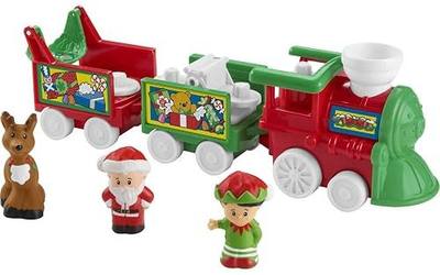 Fisher-Price Little People Toddler Toy Musical Christmas Train with Santa Elf & Reindeer Figures for Pretend Play Kids Ages 1+ Years