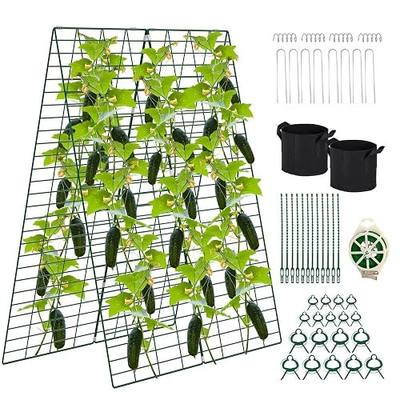 Foldable Cucumber Trellis 48" L x 34" W | A-Frame Trellis, Climbing Plants Support Raised Bed Trellis with Twist Ties & Plant Bags for Outdoor Yards Gardens