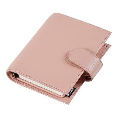 Moterm Pocket Regular Rings Planner - Genuine Leather Binder Organizer (Pebbled-Dusty Rose, 19mm Ring)