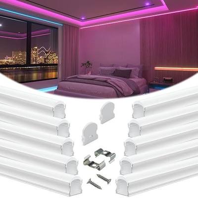 Muzata 10Pack 3.3FT/1M White Spotless LED Channel with Milky Diffuser U108 | Deep 17x14mm LED Aluminum Channel, U108 HW,Thick Milky Curved Diffuser, Spotless Lighting, Fits ≤12mm LED Strips