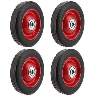 PINGEUI 4 PCS 8 Inch Solid Rubber Tire, Flat Free Solid Rubber Wheels, Hand Truck Replacement Wheels, 1/2-Inch Axle Hole, 220 lbs Max Load-Bearing Capacity