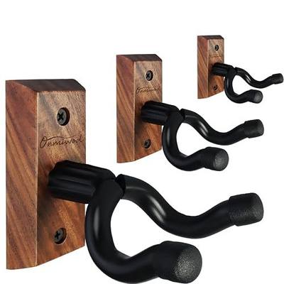 Guitar Wall Mount 3 Pack, Black Walnut Wood Guitar Hanger, U-Shaped Guitar Wall Hanger Mount, Guitar Holder Hook Stand Wall for Acoustic, Electric Guitar, Banjo, Bass, Gift for Guitar Player