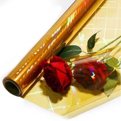 CMFYHM Iridescent Gold Cellophane Wrap Roll I 34 In Wide X 50 Ft Long I Colorful Cello Perfect For Baskets,Gifts, Treats,Birthday Holiday Wedding Floral, Party Arts Crafts Decoration (Gold)