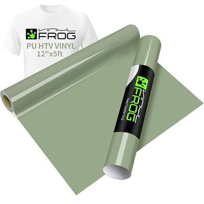 VINYL FROG Sage Green Heat Transfer Vinyl Roll 12" x5ft Matte HTV Vinyl | Khaki Green Iron on Vinyl for T-Shirts, Stretchy & Machine Washable Heat Press Vinyl for DIY Craft Designs
