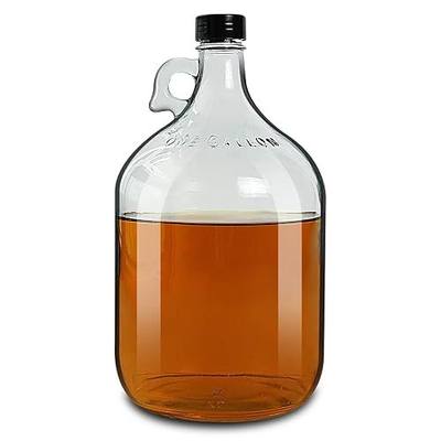 DESIYUE 1 Gallon (128oz) Glass Jug, Glass Water Bottles with Handle, Growler Jugs Includes 38 mm Polyseal Cap for Kombucha, Home Brew, Vanilla Extract, Distilled Water, Beer, Soda, Cider (Clear)