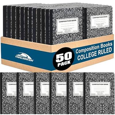 Trail maker (50 Pack) Bulk Composition Notebooks, College Ruled Marble Cover, 200 Pages (100 Sheets), 9.75 x 7.5, Bulk School Supplies for Classroom, Office & School Donations