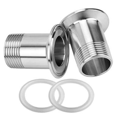 Stainless Steel Sanitary Pipe Fitting 1" NPT Male Thread to 1.5" Tri Clamp 50.5mm Ferrule OD Sanitary Home Brew Adapter Connector (pack of 2)