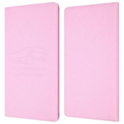 9.5"x 5" Leather Car Insurance and Registration Holder, Pink | Vehicle Document Holder Glove Box Organizer Wallet Case for Insurance Card, Driver License, Paperwork