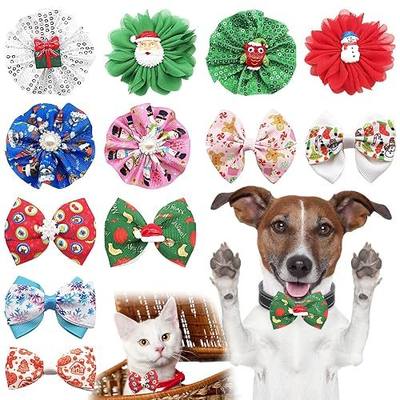 PET SHOW 4pcs Small Dogs Collar Flowers and Bows Charms For Festival Holiday Party Cats Rabbits Slides on Collars Leashes Puppies Medium Dog Collar Attachment