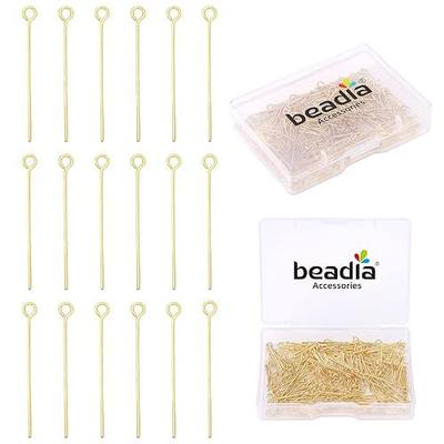 BEADIA 14K Gold Plated Open Eye Pins Non Tarnish 20mm 200pcs for Jewelry Making Findings