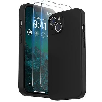 SURPHY Compatible with iPhone 14 Case with Screen Protector (Camera Protection & Soft Microfiber Lining) Liquid Silicone Phone Case 6.1 inch 2022, Black
