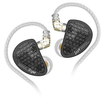 Linsoul KZ AS16 Pro 16BA Balanced Armature Drivers HiFi Bass Wired Earbuds | with Transparent Shell, 3-way PCB Crossover, Warm Neutral Tuning, Detachable 0.75mm 2 pin Cable, Black, w/o Mic