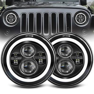 ZIMABLUE 7 inch led Headlight Round 2pc Projector 7 inch Halo led Headlight H6024 DOT Approved Hi/Lo Beam DRL Amber Turn Signal Compatible with Jeep Wrangler JK TJ CJ Compatible with Chevy and miata