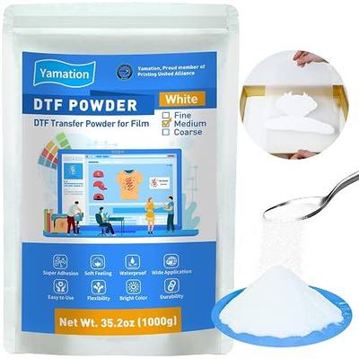 Yamation DTF Powder 1000g (2.2 lbs) - White DTF Transfer Powder Hot Melt Adhesive, Anti-Static & Soft Stretch, for All DTF Printers & Sublimation Hack, Custom T-Shirt Printing on All Fabrics