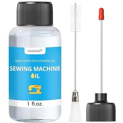 OAIEGSD 1oz Light Sewing Machine Oil and Cleaning Kit w/Applicator & Brush | Clear & Odorless, Prevent Rust, Fabric & Plastic Safe, Industrial Mineral Sewing Machine Oil and Lubricant for Sewing Machine