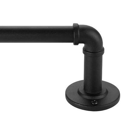 Rustic Industrial Curtain Rods for Windows 28 to 48 Inches, Blackout Wrap Around Curtain Rod, for Indoor and Outdoor, Simple Modern Design, 5/8 Inch Rod Diameter, 33 to 45 Inches, Black
