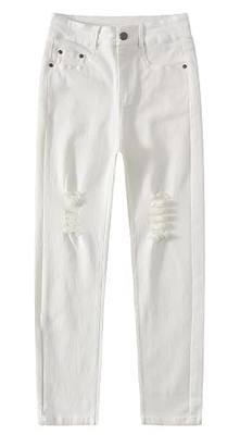 Boy's Skinny Jeans Fit Ripped Destroyed Distressed Stretch Slim Jeans Pants Casual Denim Trousers