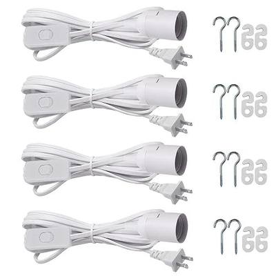 Hanging Light Socket with Cord - Extension Hanging Lantern Cord Cable - Lamp Cord with Switch E26/E27 Pendant Light Socket, 8.2Ft Light Bulb Cable, White, 4 Pack