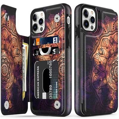 LETO for iPhone 14 Pro Max Case,Luxury Flip Folio Leather Wallet Cover with Fashion Designs for Girls Women,Card Slots Kickstand Protective Phone Shell 6.7" Beautiful Henna